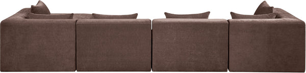 Meridian Furniture Stellar Five Piece Modular Sectional Plush Chenille Fabric Sofa for Living Rooms 608Brown-Sec5A