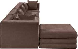 Meridian Furniture Stellar Five Piece Modular Sectional Plush Chenille Fabric Sofa for Living Rooms 608Brown-Sec5A