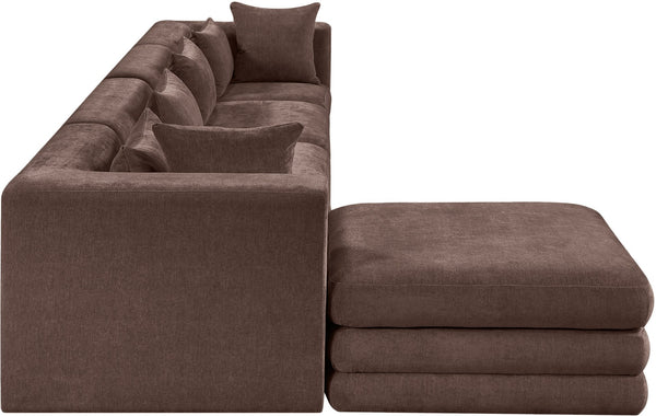 Meridian Furniture Stellar Five Piece Modular Sectional Plush Chenille Fabric Sofa for Living Rooms 608Brown-Sec5A