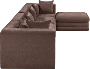 Meridian Furniture Stellar Five Piece Modular Sectional Plush Chenille Fabric Sofa for Living Rooms 608Brown-Sec5A