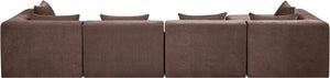 Meridian Furniture Stellar Five Piece Modular Sectional Plush Chenille Fabric Sofa for Living Rooms 608Brown-Sec5A