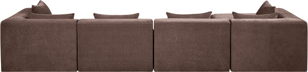 Meridian Furniture Stellar Five Piece Modular Sectional Plush Chenille Fabric Sofa for Living Rooms 608Brown-Sec5A