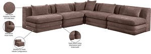 Meridian Furniture Stellar Five Piece Chenille Modular Sectional Solid Wood Frame Living Room Sofa 608Brown-Sec5B