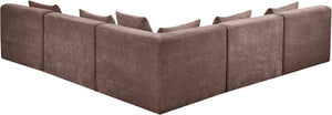 Meridian Furniture Stellar Five Piece Chenille Modular Sectional Solid Wood Frame Living Room Sofa 608Brown-Sec5B