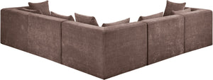 Meridian Furniture Stellar Five Piece Chenille Modular Sectional Sofa with Hidden Latch System for Living Rooms 608Brown-Sec5C