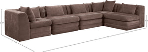 Meridian Furniture Stellar Five Piece Modular Sectional Plush Chenille Upholstery Contemporary Living Room 608Brown-Sec5D