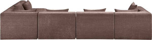 Meridian Furniture Stellar Five Piece Modular Sectional Plush Chenille Upholstery Contemporary Living Room 608Brown-Sec5D