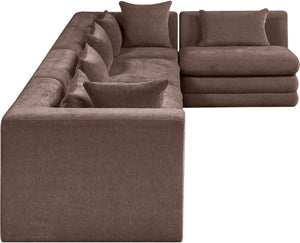 Meridian Furniture Stellar Five Piece Modular Sectional Plush Chenille Upholstery Contemporary Living Room 608Brown-Sec5D