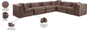 Meridian Furniture Stellar Six Piece Modular Sectional Chenille Upholstered Sofa for Spacious Living Rooms 608Brown-Sec6A