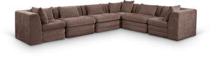 Meridian Furniture Stellar Six Piece Modular Sectional Chenille Upholstered Sofa for Spacious Living Rooms 608Brown-Sec6A