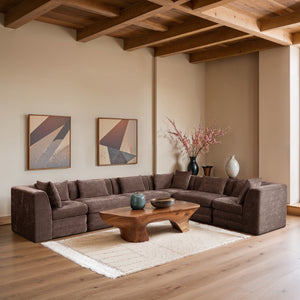 Meridian Furniture Stellar Six Piece Modular Sectional Chenille Upholstered Sofa for Spacious Living Rooms 608Brown-Sec6A