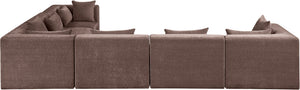 Meridian Furniture Stellar Six Piece Modular Sectional Chenille Upholstered Sofa for Spacious Living Rooms 608Brown-Sec6A