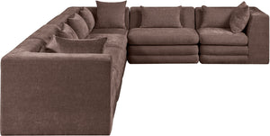 Meridian Furniture Stellar Six Piece Modular Sectional Chenille Upholstered Sofa for Spacious Living Rooms 608Brown-Sec6A