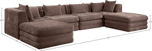 Meridian Furniture Stellar Six Piece Chenille Modular Sectional Sofa for Open Plan Living Spaces 608Brown-Sec6B