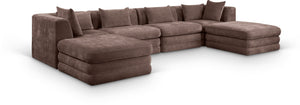 Meridian Furniture Stellar Six Piece Chenille Modular Sectional Sofa for Open Plan Living Spaces 608Brown-Sec6B