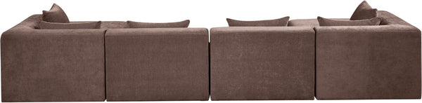 Meridian Furniture Stellar Six Piece Chenille Modular Sectional Sofa for Open Plan Living Spaces 608Brown-Sec6B