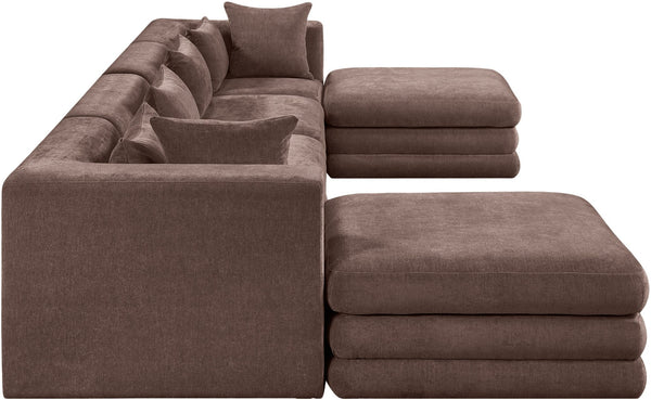 Meridian Furniture Stellar Six Piece Chenille Modular Sectional Sofa for Open Plan Living Spaces 608Brown-Sec6B