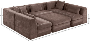 Meridian Furniture Stellar Six Piece Modular Sectional Soft Chenille Upholstery for Open Living Rooms 608Brown-Sec6C