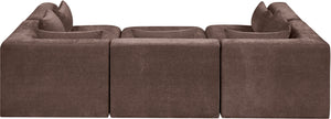 Meridian Furniture Stellar Six Piece Modular Sectional Soft Chenille Upholstery for Open Living Rooms 608Brown-Sec6C