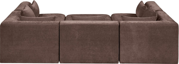 Meridian Furniture Stellar Six Piece Modular Sectional Soft Chenille Upholstery for Open Living Rooms 608Brown-Sec6C