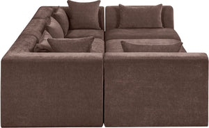 Meridian Furniture Stellar Six Piece Modular Sectional Soft Chenille Upholstery for Open Living Rooms 608Brown-Sec6C