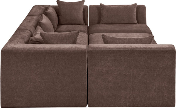 Meridian Furniture Stellar Six Piece Modular Sectional Soft Chenille Upholstery for Open Living Rooms 608Brown-Sec6C