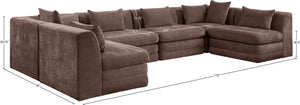Meridian Furniture Stellar Six Piece Chenille Modular Sectional Sofa for Open Living Spaces 608Brown-Sec6D