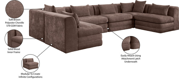 Meridian Furniture Stellar Six Piece Chenille Modular Sectional Sofa for Open Living Spaces 608Brown-Sec6D