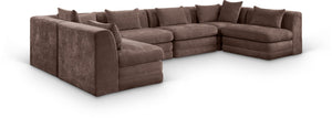 Meridian Furniture Stellar Six Piece Chenille Modular Sectional Sofa for Open Living Spaces 608Brown-Sec6D