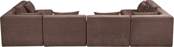 Meridian Furniture Stellar Six Piece Chenille Modular Sectional Sofa for Open Living Spaces 608Brown-Sec6D