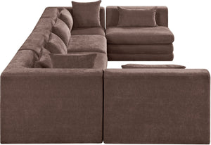 Meridian Furniture Stellar Six Piece Chenille Modular Sectional Sofa for Open Living Spaces 608Brown-Sec6D