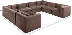 Meridian Furniture Stellar Eight Piece Chenille Modular Sectional Sofa with Hidden Latches for Any Layout 608Brown-Sec8A