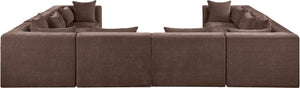 Meridian Furniture Stellar Eight Piece Chenille Modular Sectional Sofa with Hidden Latches for Any Layout 608Brown-Sec8A
