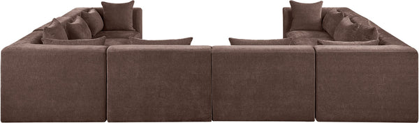 Meridian Furniture Stellar Eight Piece Chenille Modular Sectional Sofa with Hidden Latches for Any Layout 608Brown-Sec8A