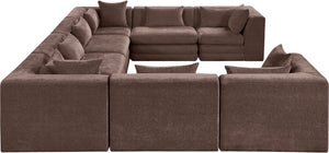 Meridian Furniture Stellar Eight Piece Chenille Modular Sectional Sofa with Hidden Latches for Any Layout 608Brown-Sec8A