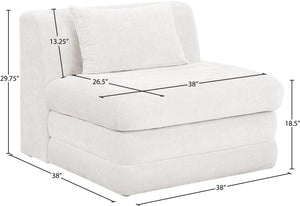 Meridian Furniture Stellar Modular Armless Chair in 570 Gsm Chenille Plush Upholstered Sectional for Living Room Cream 608Cream-Armless