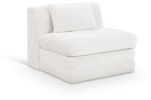 Meridian Furniture Stellar Modular Armless Chair in 570 Gsm Chenille Plush Upholstered Sectional for Living Room Cream 608Cream-Armless