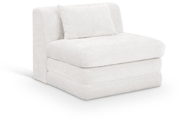 Meridian Furniture Stellar Modular Armless Chair in 570 Gsm Chenille Plush Upholstered Sectional for Living Room Cream 608Cream-Armless
