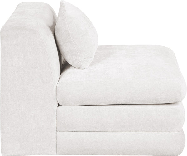 Meridian Furniture Stellar Modular Armless Chair in 570 Gsm Chenille Plush Upholstered Sectional for Living Room Cream 608Cream-Armless