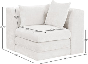 Meridian Furniture Stellar Plush Chenille Upholstered Modular Corner Accent Chair for Contemporary Living Rooms Cream 608Cream-Corner