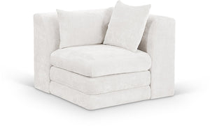 Meridian Furniture Stellar Plush Chenille Upholstered Modular Corner Accent Chair for Contemporary Living Rooms Cream 608Cream-Corner