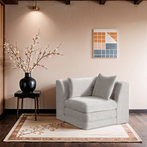 Meridian Furniture Stellar Plush Chenille Upholstered Modular Corner Accent Chair for Contemporary Living Rooms Cream 608Cream-Corner