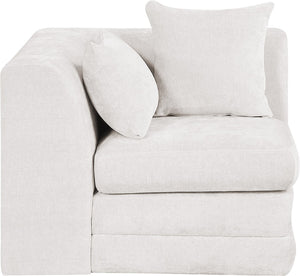 Meridian Furniture Stellar Plush Chenille Upholstered Modular Corner Accent Chair for Contemporary Living Rooms Cream 608Cream-Corner