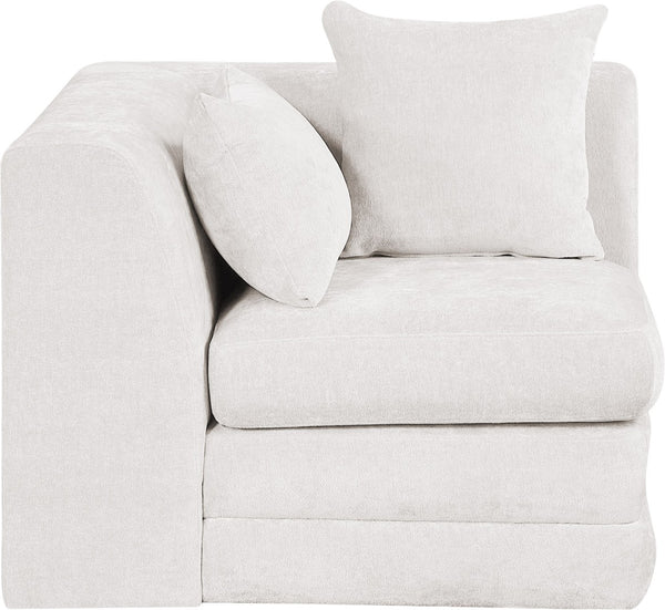 Meridian Furniture Stellar Plush Chenille Upholstered Modular Corner Accent Chair for Contemporary Living Rooms Cream 608Cream-Corner