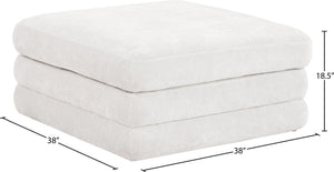 Meridian Furniture Stellar Chenille Upholstered Modular Ottoman Plush Sectional Seating for Contemporary Living Rooms Cream 608Cream-Ott