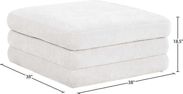Meridian Furniture Stellar Chenille Upholstered Modular Ottoman Plush Sectional Seating for Contemporary Living Rooms Cream 608Cream-Ott