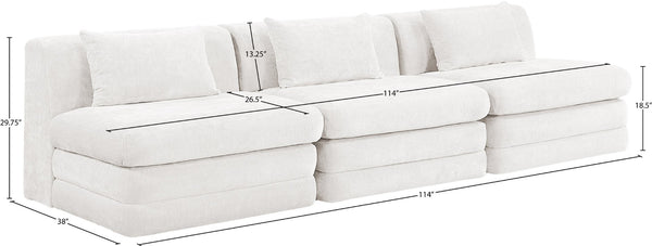 Meridian Furniture Stellar Three Piece Modular Sofa Plush Chenille Upholstery Open Living Room Anchor 608Cream-S114A
