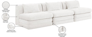 Meridian Furniture Stellar Three Piece Modular Sofa Plush Chenille Upholstery Open Living Room Anchor 608Cream-S114A