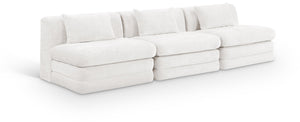 Meridian Furniture Stellar Three Piece Modular Sofa Plush Chenille Upholstery Open Living Room Anchor 608Cream-S114A