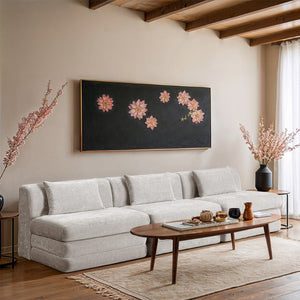 Meridian Furniture Stellar Three Piece Modular Sofa Plush Chenille Upholstery Open Living Room Anchor 608Cream-S114A